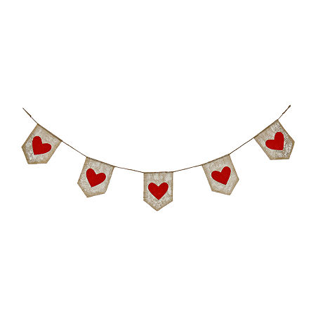 National Tree Co. 6 Ft. V Red Hearts Valentines Day Garland, One Size, Red