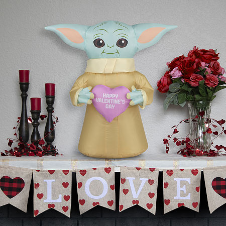 National Tree Co. 20 Baby Yoda Star Wars Valentines Day Outdoor Inflatable, One Size, Green