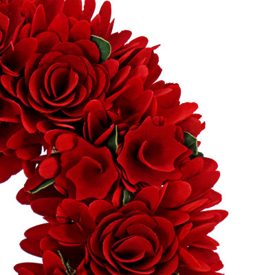 National Tree Co. 14 Red Rose Floral V Wreath Wreath