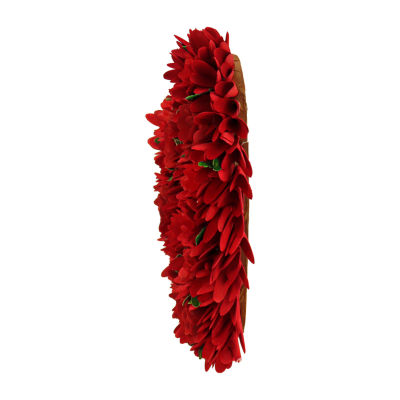National Tree Co. 14 Red Rose Floral V Wreath Wreath