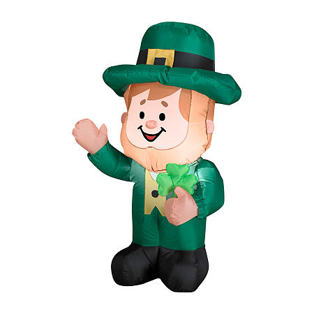 National Tree Co. 42 Inflatable Waving Leprechaun With Sh St. Patricks Day Outdoor Inflatable, One Size, Green