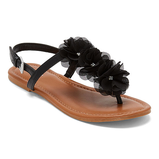 Mixit Womens Amie Adjustable Strap Flat Sandals, Color: Black - JCPenney