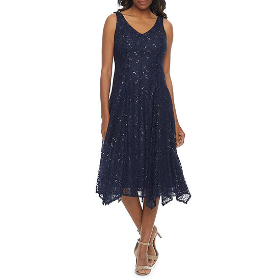 Danny & Nicole Sleeveless Sequin Lace Fit + Flare Dress
