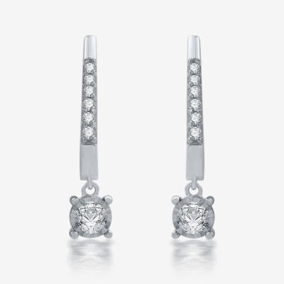 Ever Star (H-I / Si1-I1) Womens 1/2 CT. T.W. Lab Grown White Diamond 10K White Gold 21mm Round Hoop Earrings