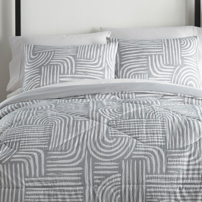 Shavel Home Products Seersucker Lightweight Reversible Down Alternative Comforter Set