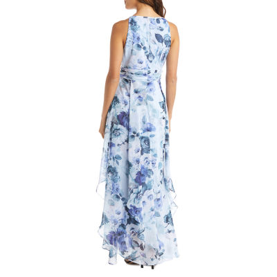 R & M Richards Floral Sleeveless Evening Gown