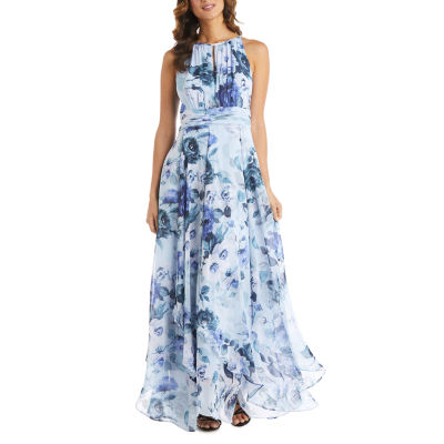 R & M Richards Floral Sleeveless Evening Gown