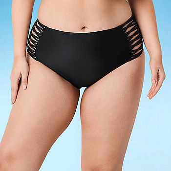 Decree Decree Unisex Adult Lined Textured High Waist Bikini Swimsuit Bottom  Juniors Plus, Color: Black - JCPenney