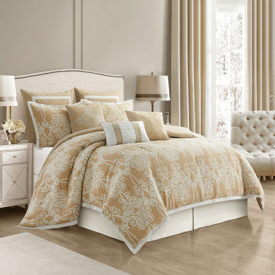 Stratford Park Janis 9-pc. Damask + Scroll Midweight Comforter Set