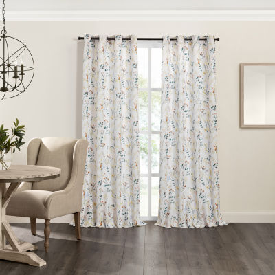 Fieldcrest Catalina Print Light-Filtering Grommet Top Single Curtain Panel