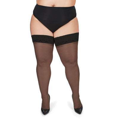 MeMoi Silky Sheer Lace Top Plus Thigh Highs