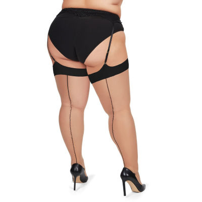 MeMoi Backseam Cuban Heel Thigh Highs Plus