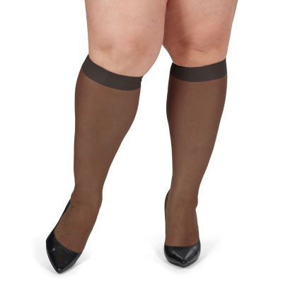 MeMoi Silky Sheer Wide Calf 2-pc. Knee Highs Plus