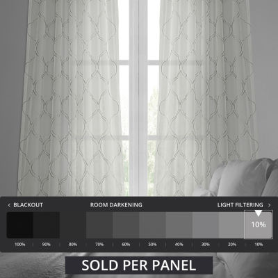 Exclusive Fabrics & Furnishing Florentina Embroidered Sheer Rod Pocket Single Curtain Panel