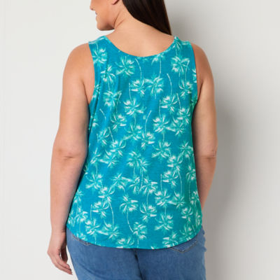 St. John's Bay Plus Womens Crew Neck Sleeveless Tank Top