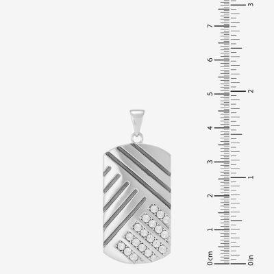 Mens Sterling Silver Rectangular Pendant Necklaces