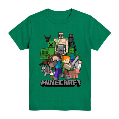 Little & Big Boys Crew Neck Short Sleeve Minecraft Graphic T-Shirt