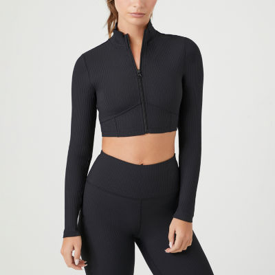 Forever 21 Technical Rib Lightweight Active Cropped Jacket-Juniors