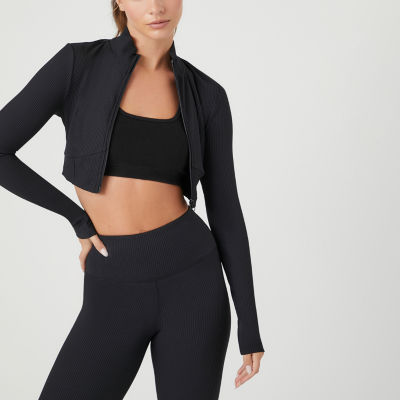 Forever 21 Technical Rib Lightweight Active Cropped Jacket-Juniors