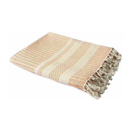 Lr Home Beena Stripe Reversible Throw, One Size, Orange