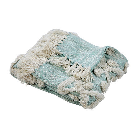 Lr Home Mason Bordered Throw, One Size, Blue