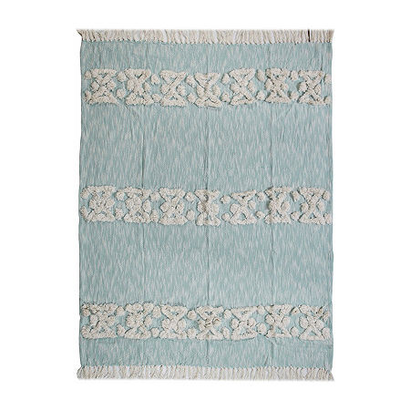 Lr Home Mason Bordered Throw, One Size, Blue