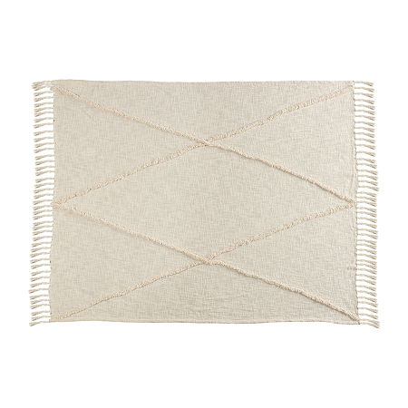 Lr Home Iris Diamond Throw, One Size, White