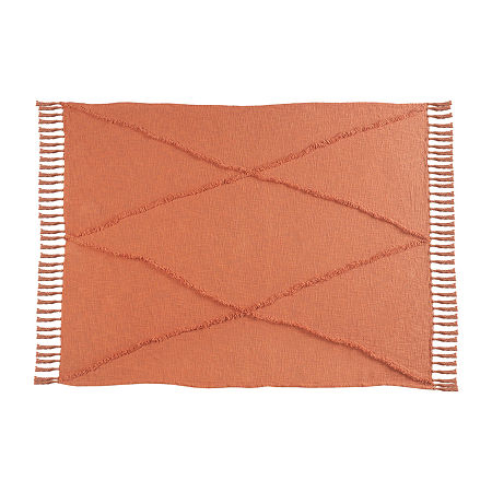 Lr Home Iris Diamond Throw, One Size, Orange