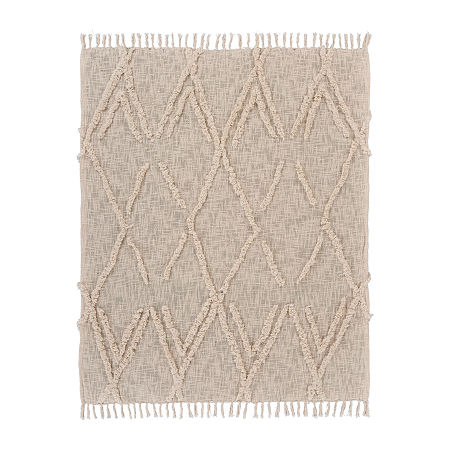 Lr Home Divya Diamond Throw, One Size, Beige