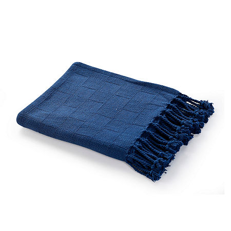 Lr Home Grayson Solid Reversible Throw, One Size, Blue