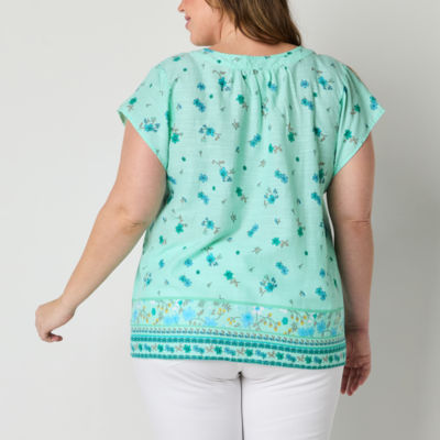 St. John's Bay Womens Short Sleeve Blouse