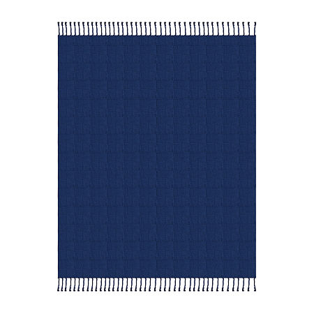 Lr Home Grayson Solid Reversible Throw, One Size, Blue