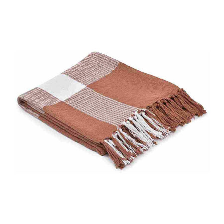 Lr Home Dylan Checked Reversible Throw, One Size, Brown