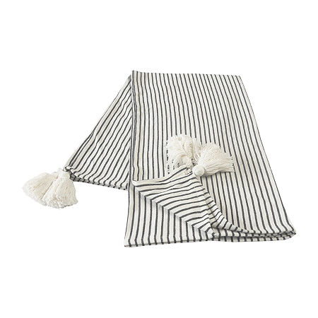 Lr Home Elias Stripe Throw, One Size, Black