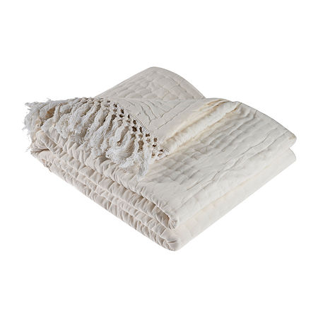 Lr Home Lucy Solid Reversible Throw, One Size, White