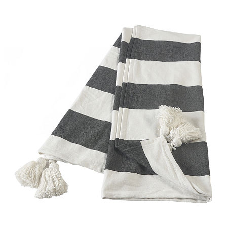 Lr Home Monica Stripe Reversible Throw, One Size, Black