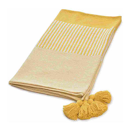 Lr Home Riley Stripe Throw, One Size, Yellow