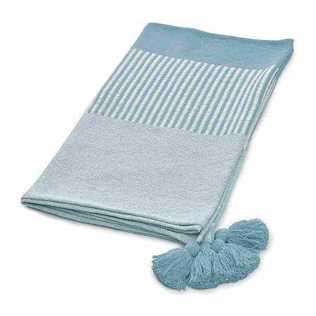 Lr Home Riley Stripe Throw, One Size, Blue