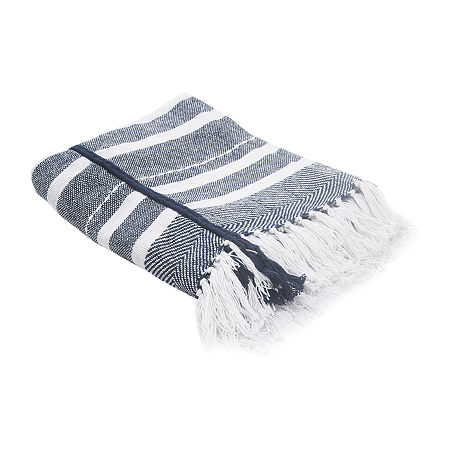 Lr Home Adrian Stripe Throw, One Size, Blue