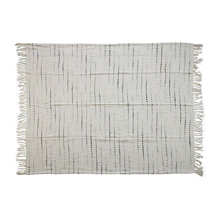 Lr Home Tony Stripe Reversible Throw, One Size, White