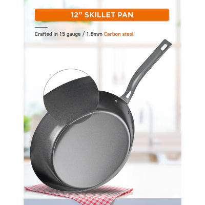 Commercial Chef 12 Inch Carbon Steel Non-Stick Skillet