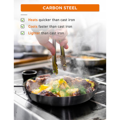 Commercial Chef 12 Inch Carbon Steel Non-Stick Skillet