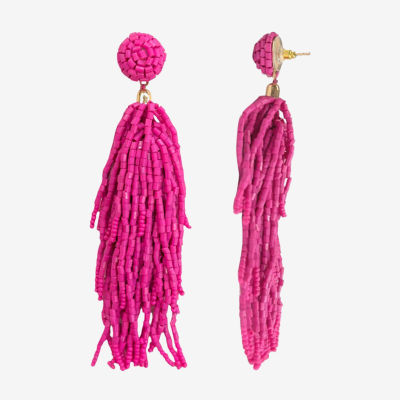 Bijoux Bar Pink Beaded Tassel Drop Earrings