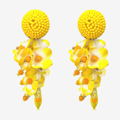 Bijoux Bar Yellow Cascade Copper Flower Drop Earrings