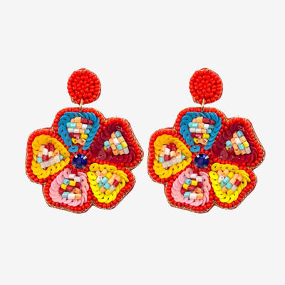 Bijoux Bar Crystal Flower Drop Earrings