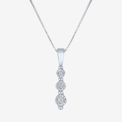 Diamond Accent (S12-I1/G-H) Womens Diamond Accent Lab Grown White Diamond 10K White Gold 18 Inch Pendant Necklace