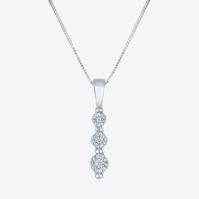 Diamond Accent (S12-I1/G-H) Womens Diamond Accent Lab Grown White Diamond 10K White Gold Pendant Necklace