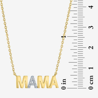 "Mama" (G-H / I1-I2) Womens Diamond Accent Lab Grown White Diamond 10K Gold Pendant Necklace