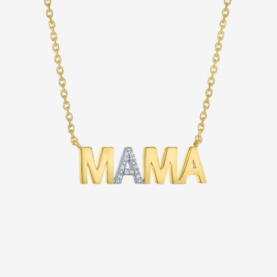 "Mama" (G-H / I1-I2) Womens Diamond Accent Lab Grown White Diamond 10K Gold Pendant Necklace