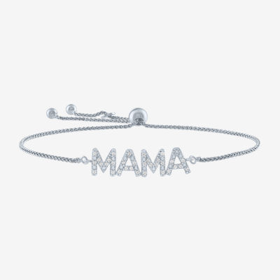 "Mama" (G-H / I1-I2) Womens 1/10 CT. T.W. Lab Grown White Diamond Sterling Silver Bolo Bracelet